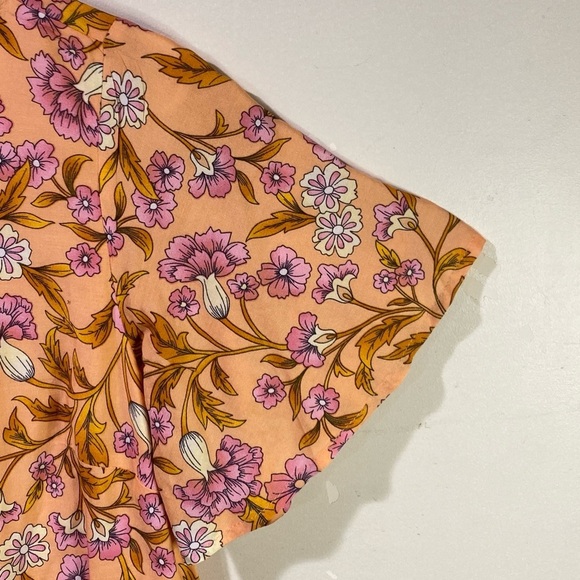 BTFBM Women's Extra Small Orange Floral Short Sleeve Midi Dress - Picture 6 of 14